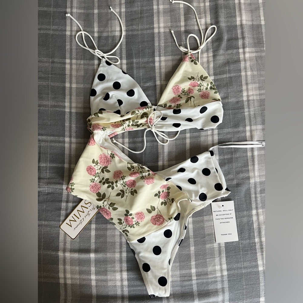 For Love And Lemons Black and White swimsuit NWT